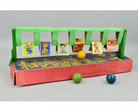 A BOXED CHAD VALLEY WALT DISNEY'S LINE UP SKITTLES GAME, playworn condition but appears complete with three balls, damage and