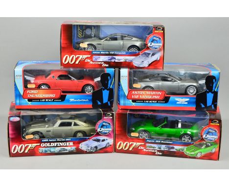 FIVE BOXED DIECAST JAMES BOND CAR MODELS, all 1/18 scale, Beanstalk/Pauls Model Art and RC2 Ertl, look to have never been rem