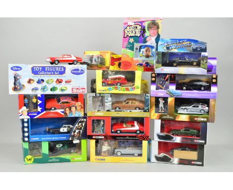 A QUANTITY OF MAINLY BOXED CORGI CLASSICS AND OTHER AMERICAN FILM AND TV RELATED MODELS, to include Bullitt, Smokey and The B