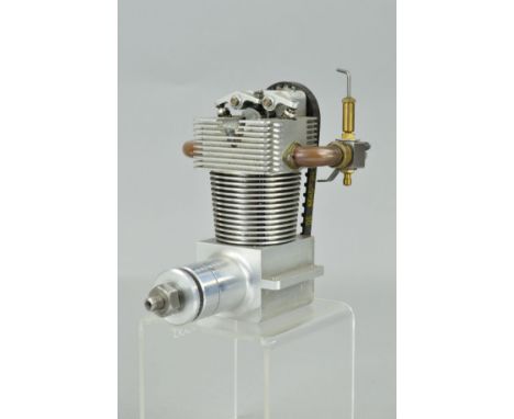 A HANDBUILT SINGLE CYLINDER 4 STROKE MODEL AEROPLANE ENGINE, built by Gordon Williams of Aldridge, 10cc glow engine, said to 