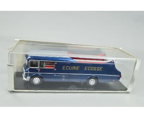 A BOXED SPARK ECURIE ECOSSE RACING CAR TRANSPORTER, No.S0285, 1:43 scale, model still sealed in plastic display case with ori