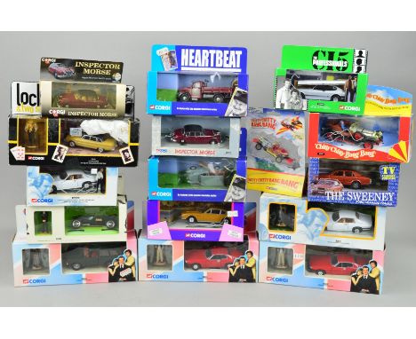 A QUANTITY OF BOXED MAINLY CORGI CLASSICS BRITISH FILM AND TV RELATED MODELS, to include The Avengers, The New Avengers, The 
