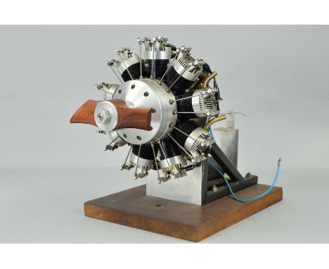 A HANDBUILT 9 CYLINDER RADIAL MODEL AEROPLANE ENGINE, built by Gordon Williams of Aldridge, 90cc petrol engine, said to be in