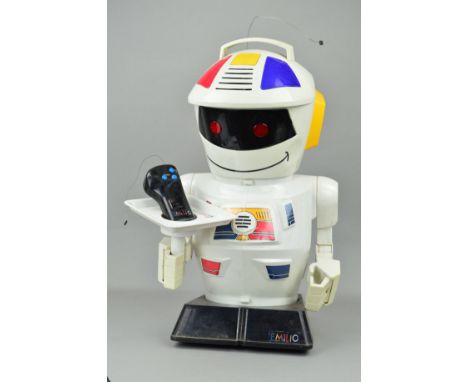 AN UNBOXED EMILIO RADIO CONTROL ROBOT, not tested, complete with remote control, no instructions, but appears largely complet