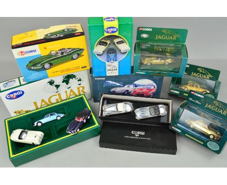 A QUANTITY OF BOXED CORGI CLASSICS JAGUAR CAR MODELS, assorted models, and sets including gold plated items, majority complet