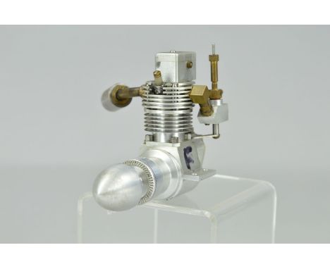 A HANDBUILT SINGLE CYLINDER 4 STROKE MODEL AEROPLANE ENGINE, built by Gordon Williams of Aldridge, 1.5cc petrol engine, said 