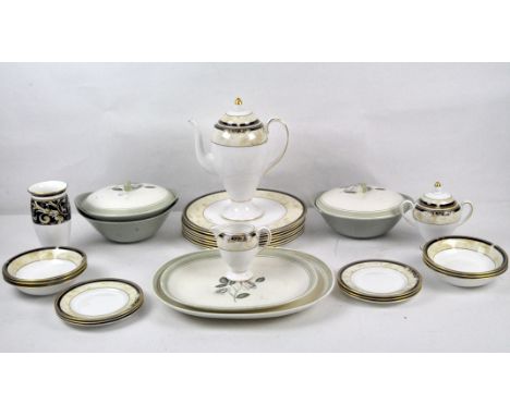 A Wedgwood 'Cornucopia' part tea service with plates, bowls, vase, coffee pot, and more, and other ceramics