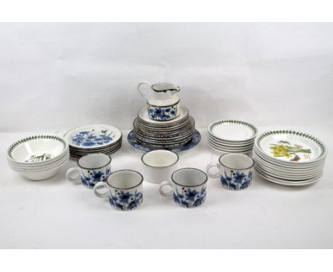 A selection of stoneware and ceramic tea sets, including stonerange Midwinter and Portmerion Botanic Garden