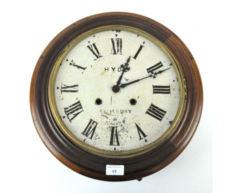 A Hyde Salisbury wall clock with Roman numerals on cream enamel face, diameter 42cm