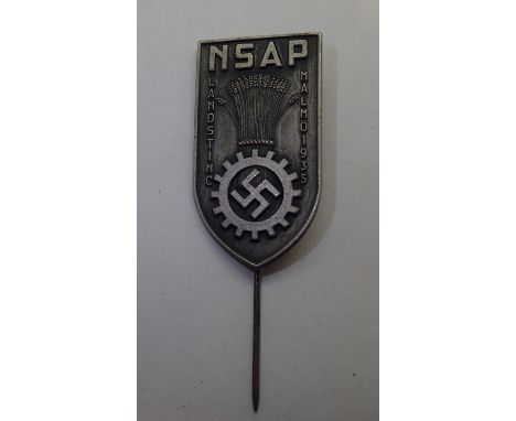 WWII German style NSDAP stick pin, H: 36 mm. P&amp;P Group 1 (£14+VAT for the first lot and £1+VAT for subsequent lots)