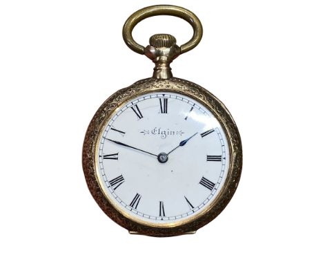 Ladies early 20th century Elgin USA 10ct gold pocket watch, 26.6 grams. Twist wind, seven jewel movement, full Elgin marks. R