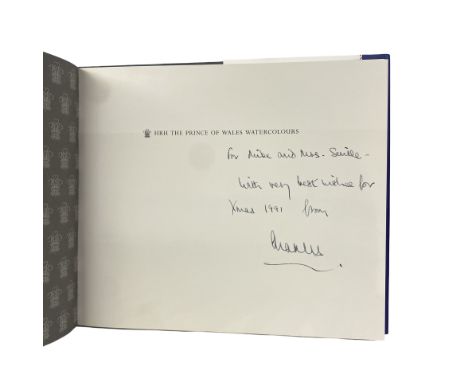 HRH The Prince of Wales Watercolours hand signed by HRH Charles III.  First Edition, with personal message dated 'Xmas 1991 f