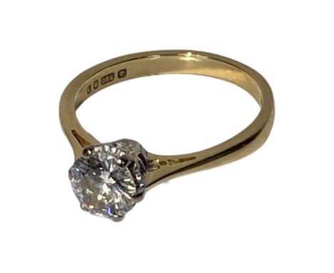 18ct Diamond Solitare ring. 0.80 ct weight Damage to inside of diamond.