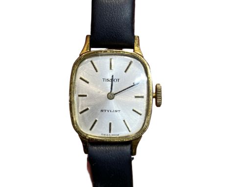 Ladies Tissot Stylist in Garrard & Co Box. In good working order at the time of cataloguing. With receipt for service, crown 