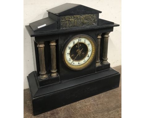 A 19th Century French Belge noir architectural cased mantel clock 