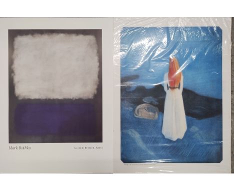 Four unframed prints, including Mark Rothko, Edvard Munch, etc.