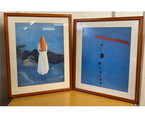 Two framed prints, Edvard Munch &amp; Joan Miro