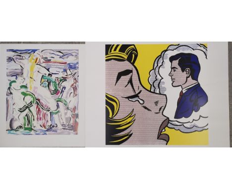 A Roy Lichtenstein print, Thinking of Him 1963, published by New York Graphic Society, USA, unframed and one other