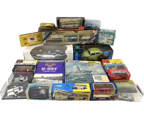 Revell 1:18 diecast model Auto Union Typ C, Solido Prestige VW Beetle, Corgi British Gas set, Minic Ships Naval Harbour set, 