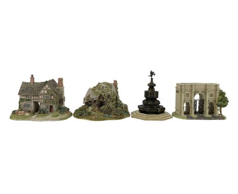 Four boxed Lilliput Lane models comprising 'Junk and Disorderly', 'Forget-Me-Not', Britains Heritage 'Marble Arch' and 'Eros'