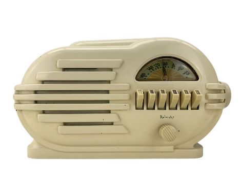 Belmont 'The Rabbit' bakelite radio, model 6D111, circa 1946, cream ivory bakelite case with push buttons, with an manufactur