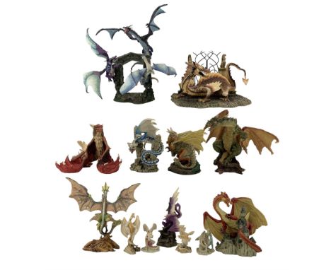 Thirteen Enchantica dragons comprising 'The Gatekeeper', 'Craagnagars Gate', 'Kwannon', 'Glostomorg', 'Jewel Dragon', 'Zarn, 