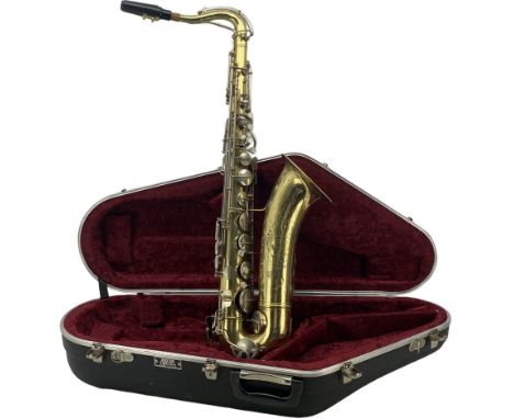 Conn tenor saxophone with gold lacquer finish with crook and Yamaha mouthpiece in hard case