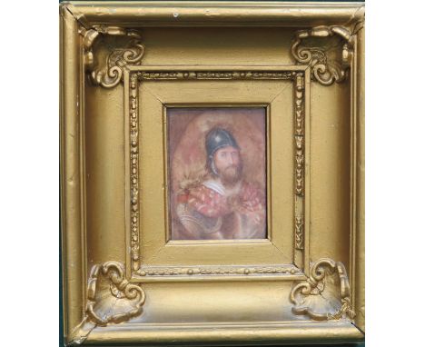 SMALL GILDED FRAMED PORTRAIT DEPICTING A SOLDIER, APPROXIMATELY 11cm x 8cm 