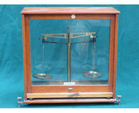 VINTAGE WOODEN AND GLAZED CASED SCALES BY BAIRD & TATLOCK