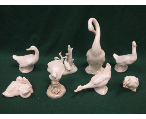 PARCEL OF NAO GLAZED CERAMIC GEESE PLUS ONE OTHER CERAMIC GOOSE 