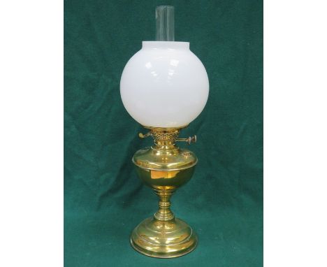 DECORATIVE VINTAGE BRASS OIL LAMP WITH SHADE 
