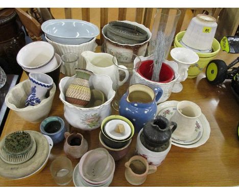 A mixed lot of ceramics and glassware to include a Royal Worcester blush ivory jug and an early 20th century Satsuma vase, al