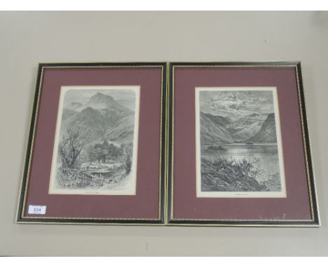 Two engravings, after Whympers, Ulleswater and Langdale Pikes, from Picturesque Europe publication, 25 x 18cm,  plus frame an