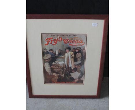 A reproduction print, Frys Cocoa, advertising, 30 x 22cm, plus frame and glazed