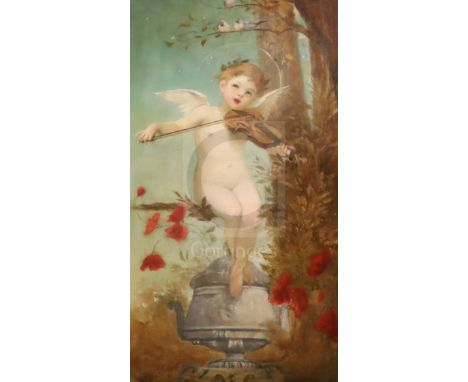 Viennese School c.1900oil on canvasCherub playing a violin41 x 20.5in., ornate gilt gesso frame