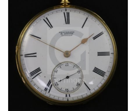 A George V engine turned 18ct gold keywind pocket watch by Brockbank &amp; Atkins, London, with Roman dial and subsidiary sec