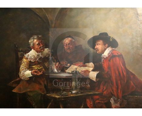 Jakob Emmanuel Gaisser (1825-1899)oil on wooden panel17th century gentlemen around a tablesigned17 x 23in.