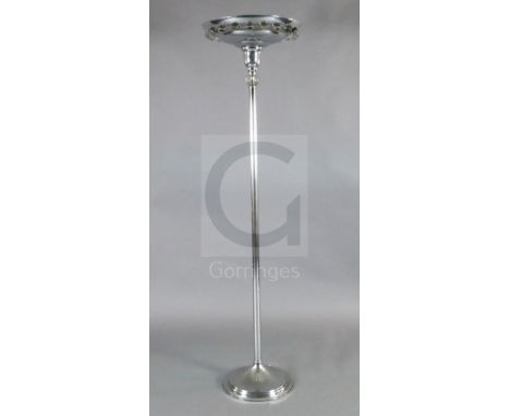A 1930's chromed metal and glass ball uplighter lamp standard, by Pierre Martin &amp; Martin Guenier, Paris, H.5ft 9in.