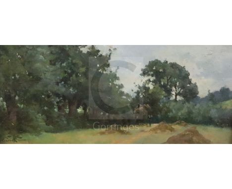 Eugène-Léon Labitte (1858-1937)oil on wooden panelLa Moissonsigned6.25 x 13.5in.