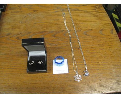 Selection of Silver jewellery &amp; murano ring.