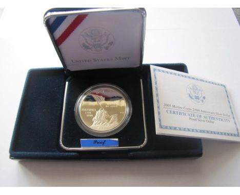 2005 U.S. Marine corps silver proof dollar.