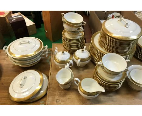 A collection of Royal Worcester "Durham" and "Ascot" and other gilt decorated dinner wares to include dinner plates, tureens,