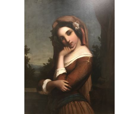 CIRCLE OF CONSTANT JOSEPH BROCHART (1816-1899) "Estrella en reflection", portrait of a Spanish beauty, oil on metal, unsigned