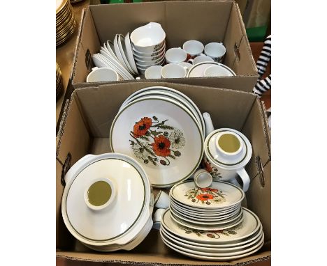Two boxes of J &amp; G Meakin "Poppy" dinner wares