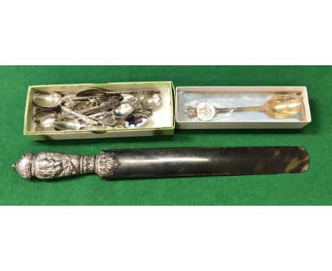 A silver handled tortoiseshell handled page turner, together with a Michelsen of Copenhagen sterling silver and enamel decora