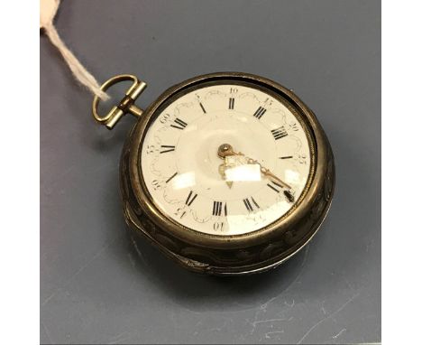 An early 18th Century silver pair cased pocket watch, the single fusee movement by Charles Cabrier of London, the shallow con