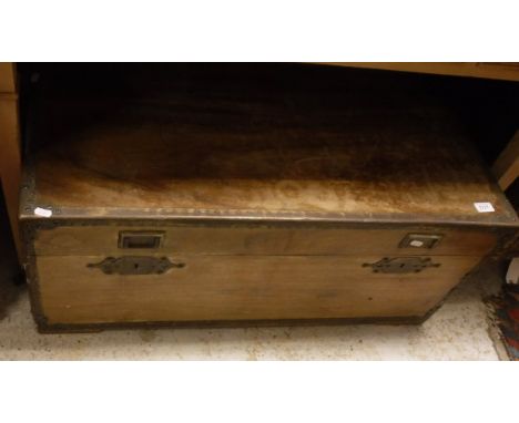 A brass bound camphor wood trunk 