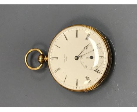 A 19th Century gold cased open face pocket watch, the cylinder movement by Adolphe Mottu of Geneva, the back inner cover insc