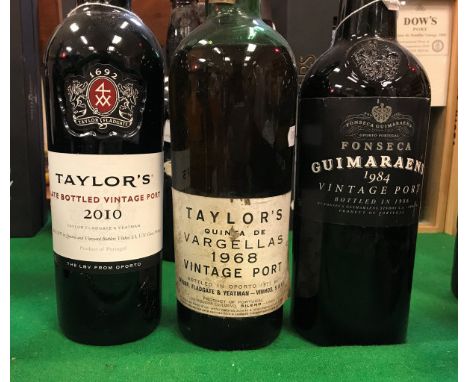 One bottle Taylor's Quinta de Vargellas Vintage Port 1968 (well below neck), one bottle Guimaraens Fonsecca Vintage Port 1984