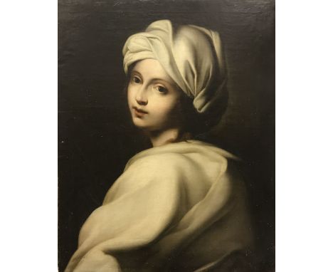 AFTER GUIDO RENI "Beatrice Cenci", portrait study, oil on canvas, unsigned and unframed, image size approx 62 cm x 49.5 cm